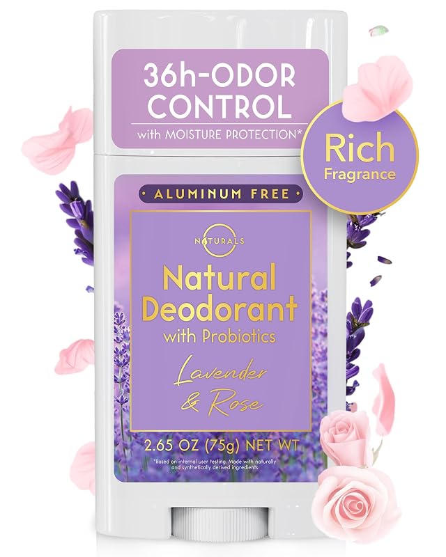 Desodorante O NATURALS com fragrância de rosa e lavanda, 75 g
