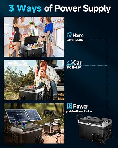 Miniatura 4 de Refrigerador portátil de 12 V para automóvil, refrigerador eléctrico de 37 cuartos (35L) con 1224 V CC y 110-240 V CA para camión, furgoneta, RV,