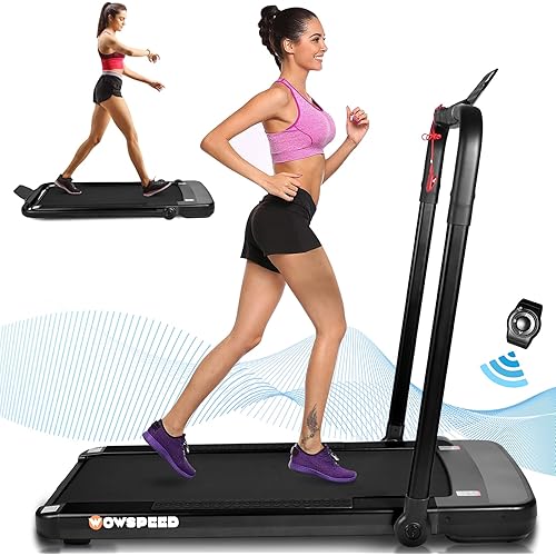 Folding Treadmill 2 in 1, Under Desk Electric Treadmill for Home, Portable Walking Running Machine, w/LCD Touch Screen, App/Remote Control, 12 Preset Programs, Simple Assemble