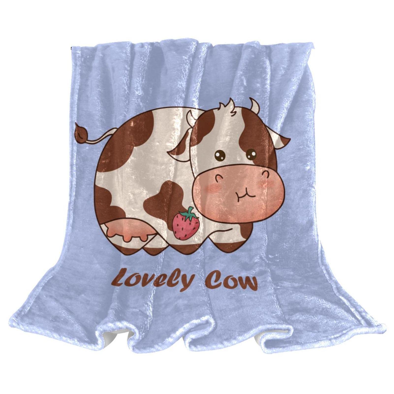 Couverture polaire vache anti-froid pour canapé et lit plaid lavable motif dessin animé