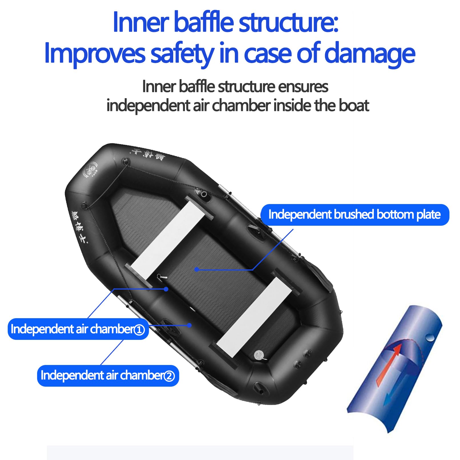 Kayak gonfiabile per pesca e attività acquatiche, supporta fino a 148 kg, ideale per laghi, fiumi e avventure oceaniche