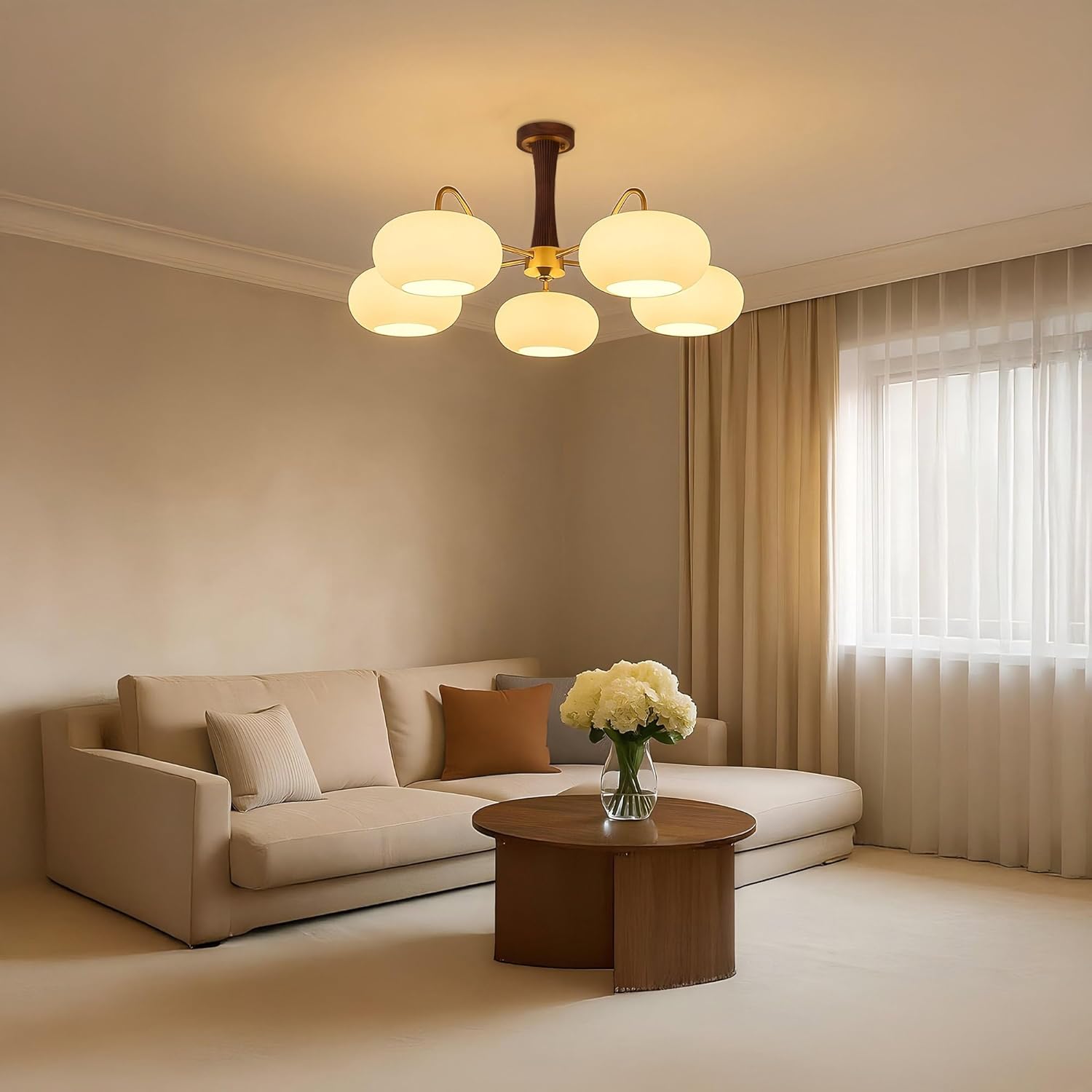 Walnut Wood Glass Brass