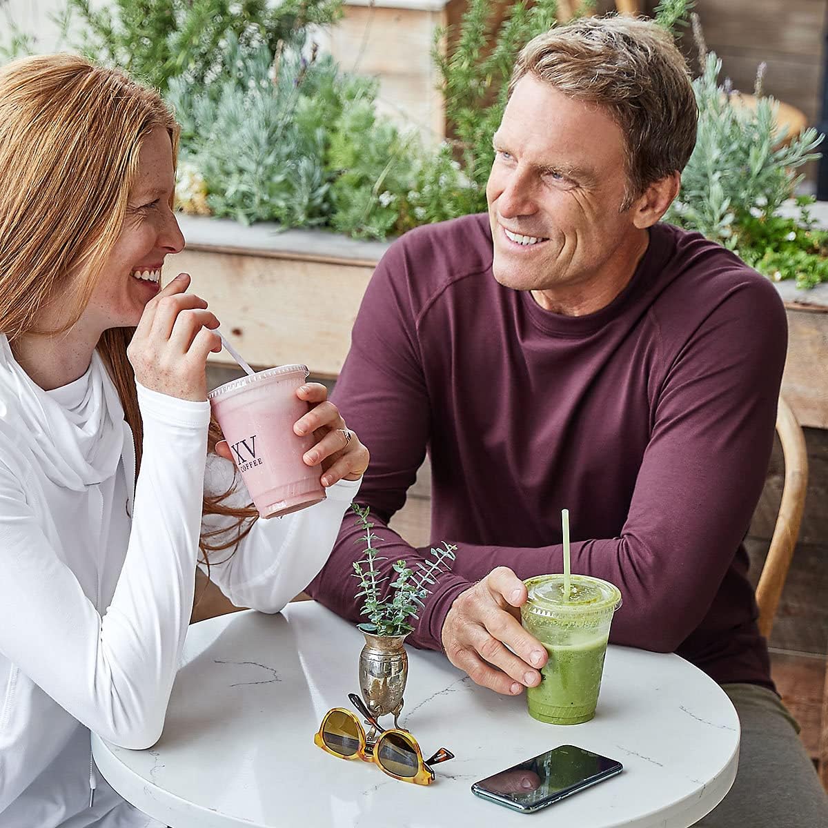 Men's Long-Sleeve T-Shirt with Thumbholes - UPF 50+ Sun Protection - LumaLeo in Light Blue Heather