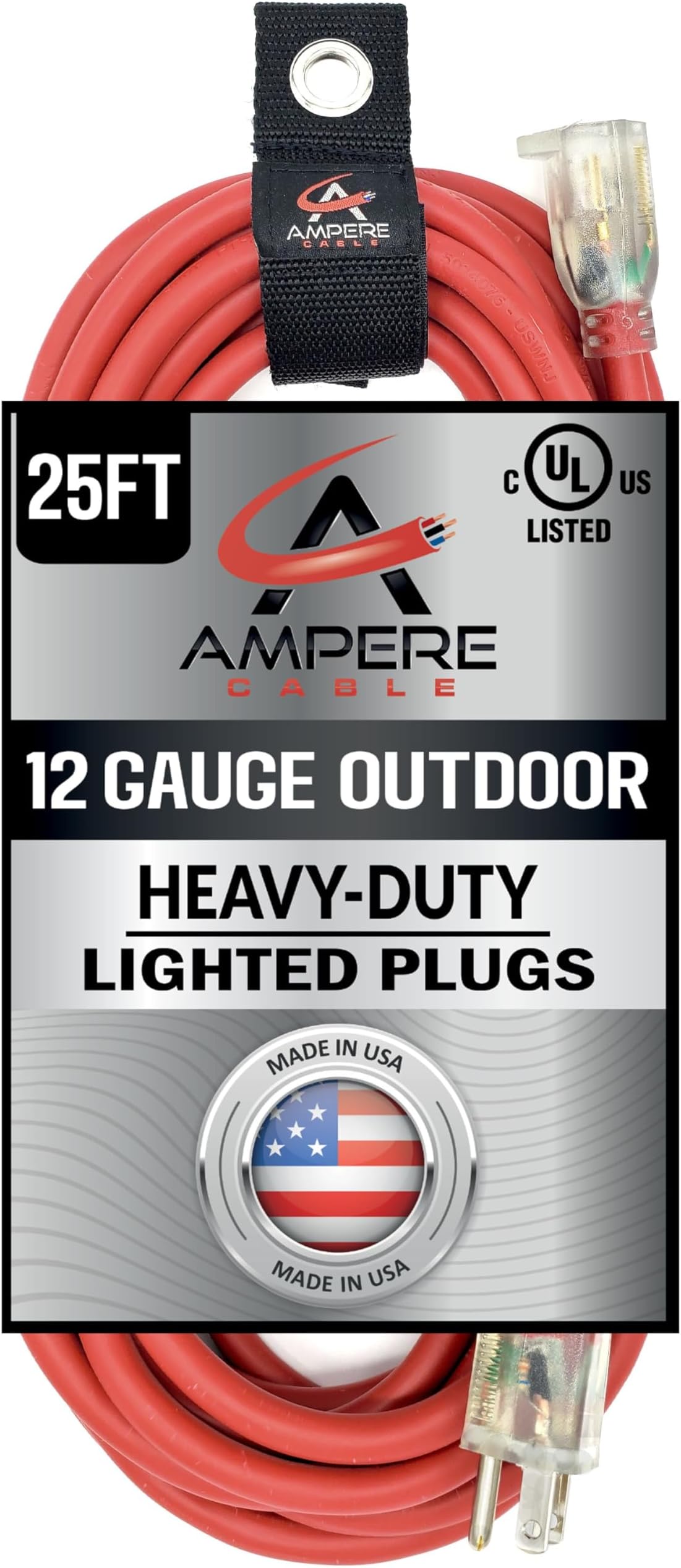 25 ft 12 Gauge Extension Cord Outdoor Lighted on Both