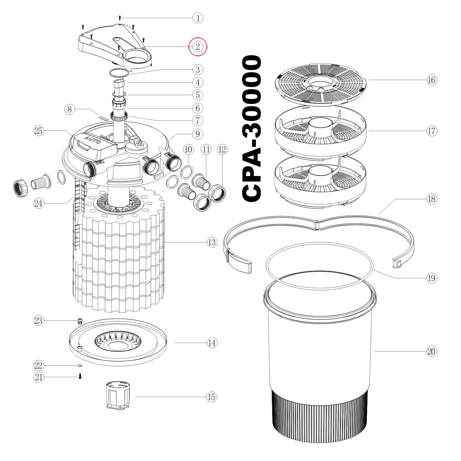 SunSun Ersatzteil für Druckteichfilter CPA-30000 Elektroanschluss-Einheit 55 W 12000 l/h