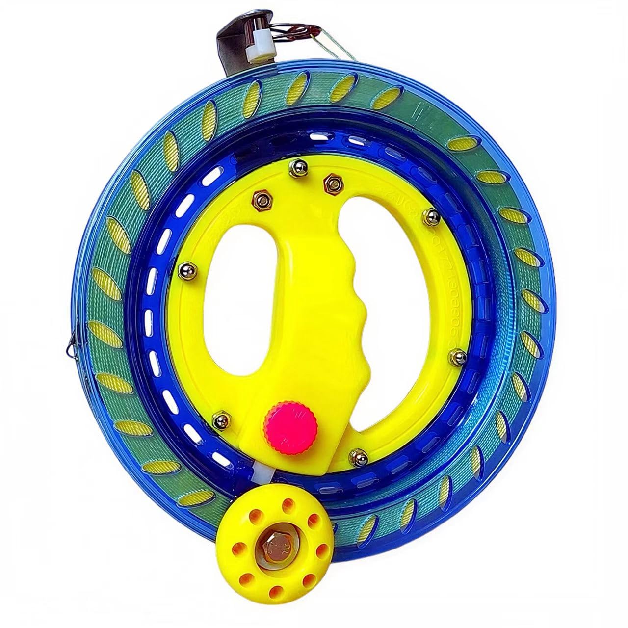Flying Hoofer Kite Reel for Kids & Adults - 7.2 Inch Dia, 650FT High Strength Kite String with Connector - Large Handle, Safety Lock, Kite Line Winder for Effortless Flying and Control.
