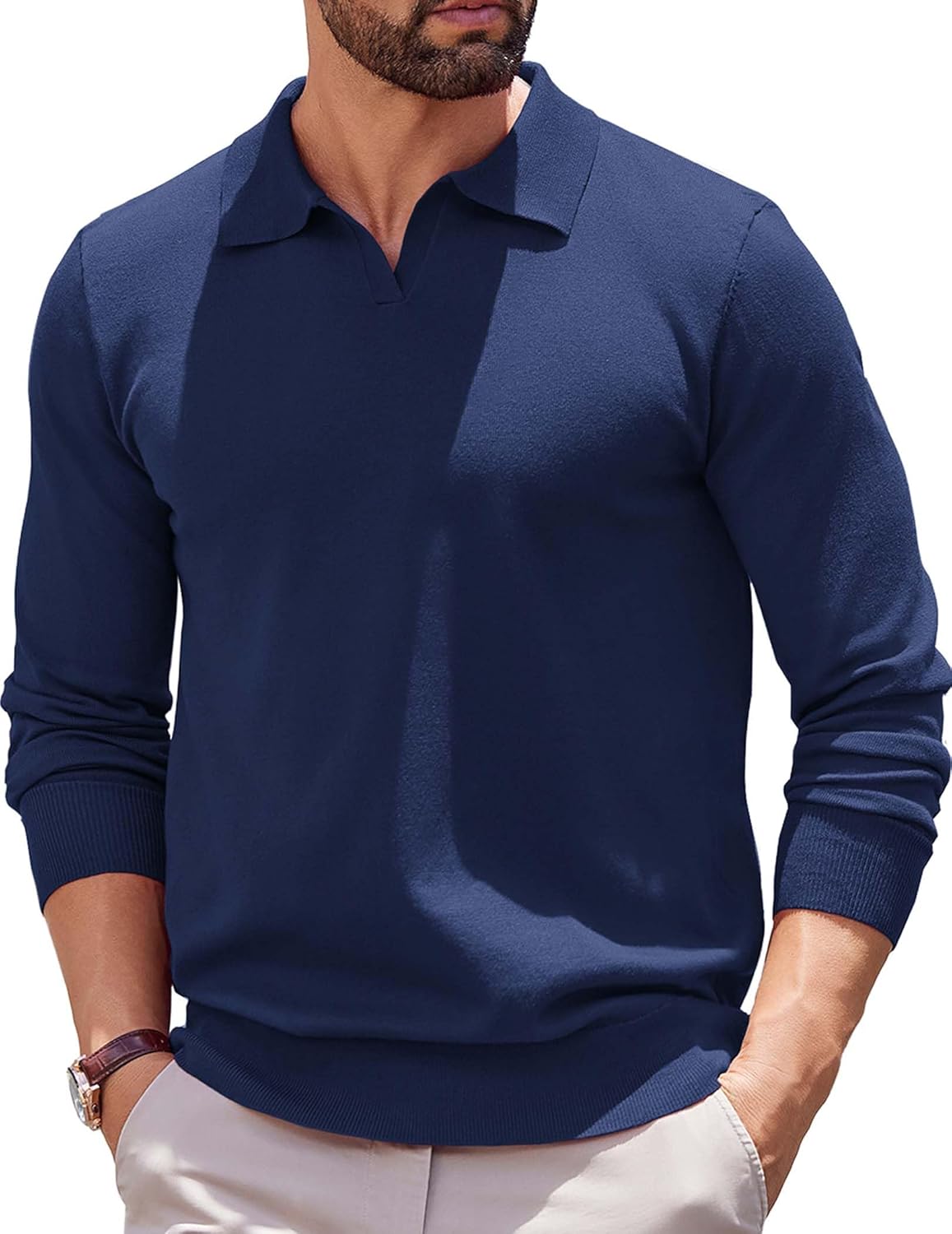 Ubuy Mens Long Sleeve Polo Top Ubuy Mens Long Sleeve Polo Collar