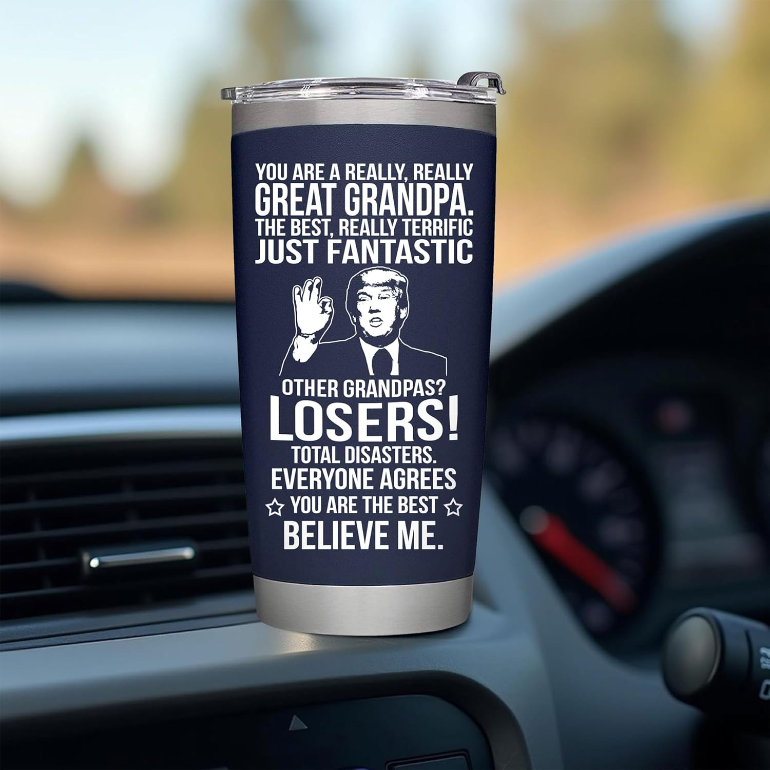 Gifts for Grandpa from Grandaughter, Grandson, Kids on Fathers Day, Christmas, Birthday - Present for Father - Grandpa Tumbler 20oz, Navy Insulated Stainless Steel, Perfect for Travel, Work, or Home - Image 7