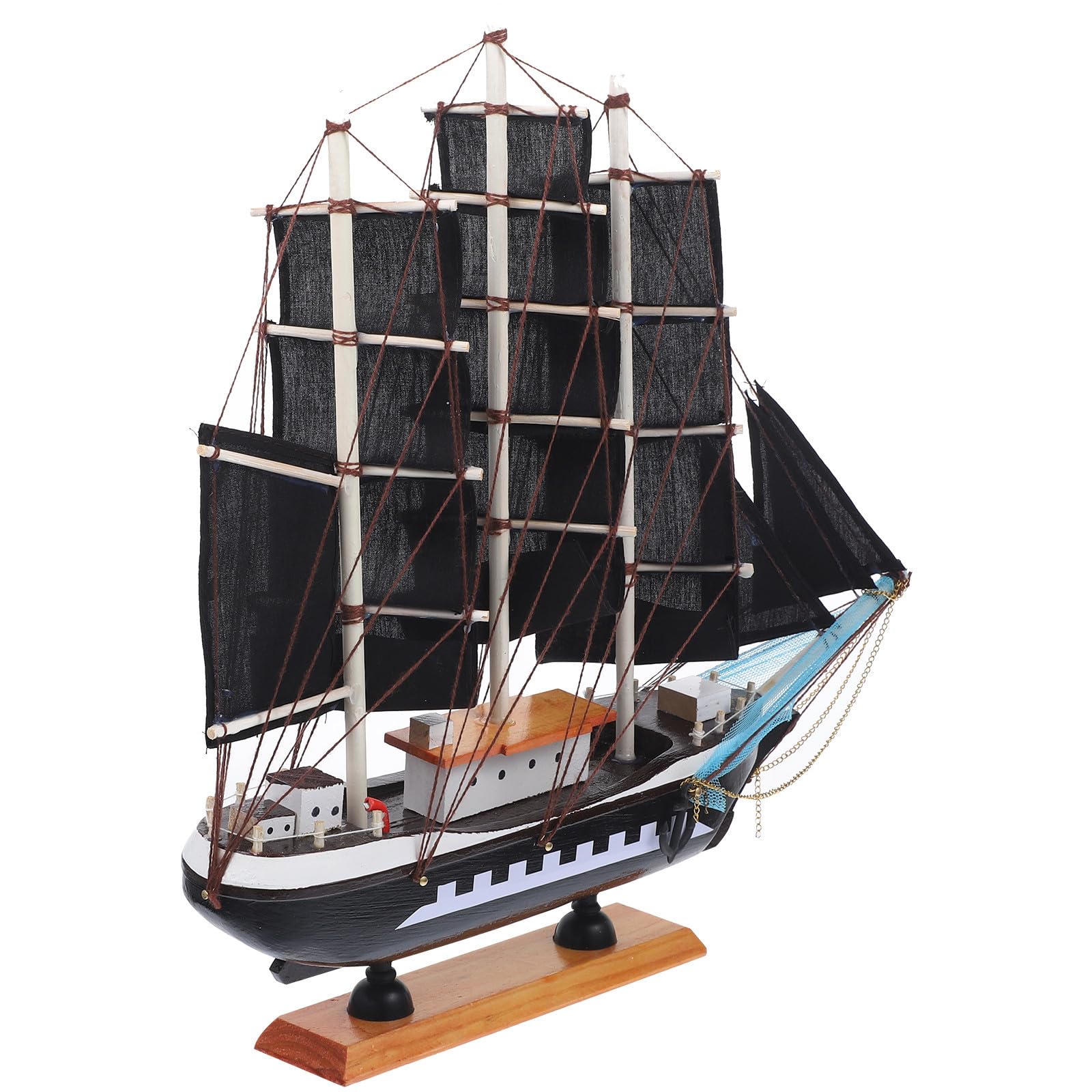 Modelo de Barco Pirata de Madera de 33cm, Estilo Mediterráneo, Decoración para Hogar y Oficina, Fiesta Verano