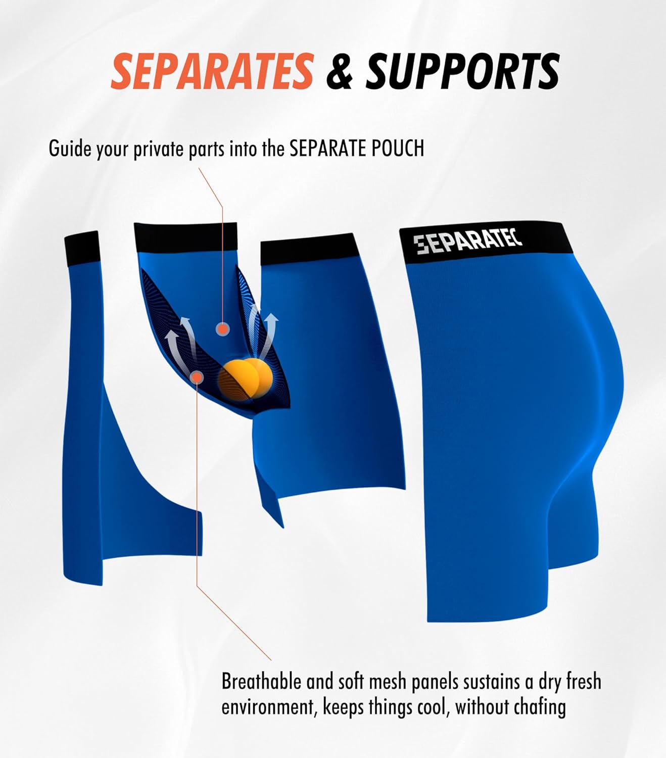 Separatec Mens Underwear Separate Pouch Boxer Briefs Breathable Cooling & Quick Dry Mesh Performance Underwear with Fly 3Pack - Image 2