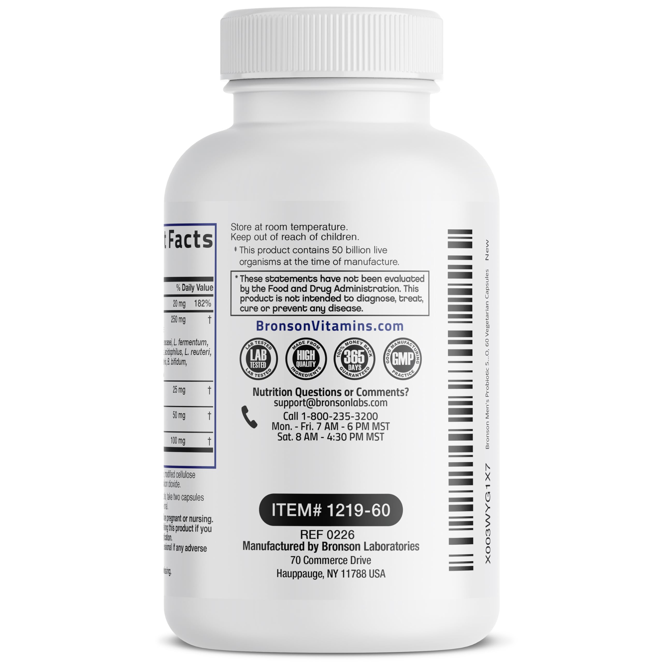 Bronson Men's Probiotic 50 Billion CFU + Prebiotic, 60 Vegetarian Capsules — Amazon image 7