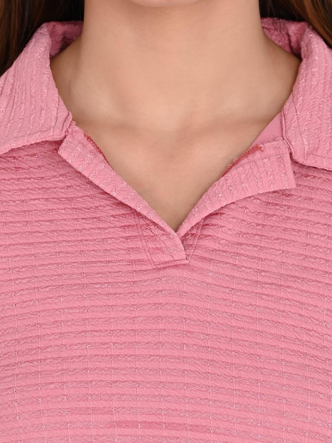 ORIEX THE ORIGINAL FASHION-Girls V-Neck Collared Top Wide Leg Trouser Set||Two Piece Co-ord Set||Lycra Top And Trouser Set||Sleepwear Over Size||Casual clothing Set-136 Pink 12-13 Years 3