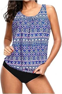 Adornos Bikinis Swimdress Back Plus Size Two Women Strappy Set Print Trajes de baño Pieza Trajes de baño Tankinis Set Guia Cuerpo De Bikini