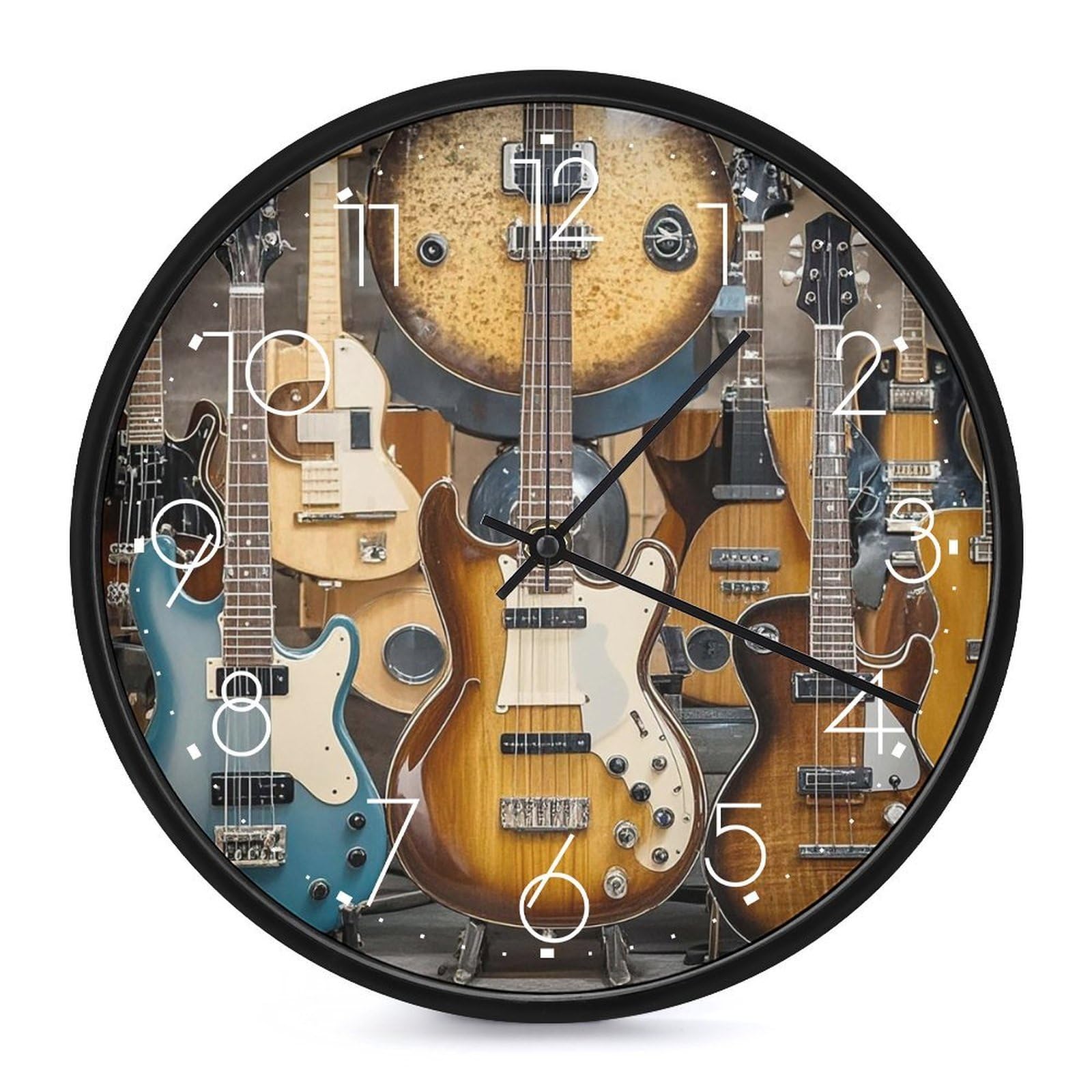 Horloge murale instruments de musique sans tic-tac pour rester zen au bureau
