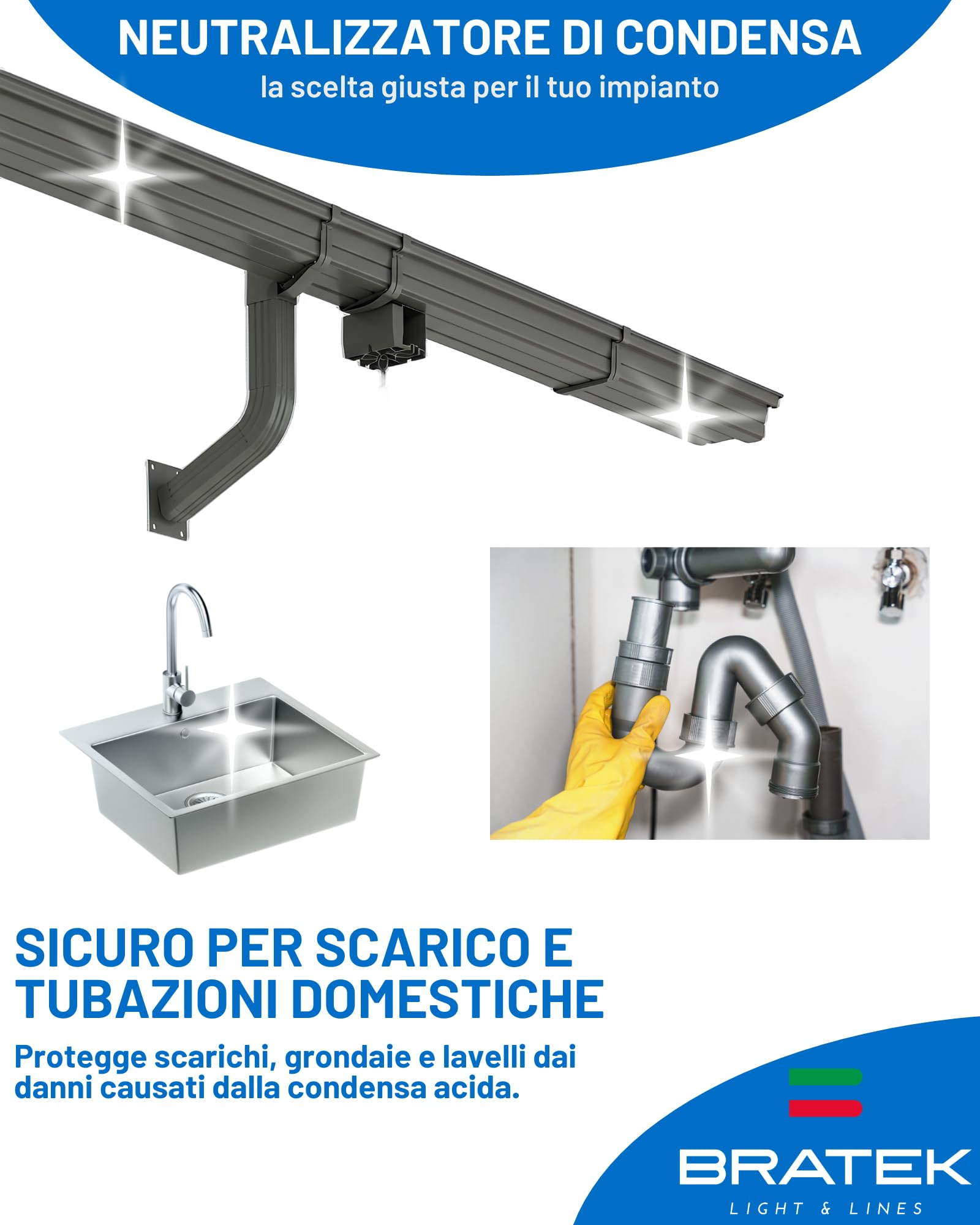 Bratek Filtro neutralizador de condensación de caldera – Filtro neutralizador de condensación ácida para caldera de condensación de hasta 35 kW – Neutraliza la acidez haciendo que el pH vuelva a los