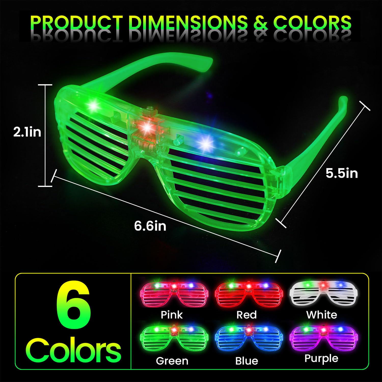 Lot de 30 lunettes lumineuses à LED, 6 couleurs lumineuses, fournitures de fête, lunettes de fête pour adultes, lunettes à obturation phosphorescente pour la Saint-Valentin, le Nouvel An