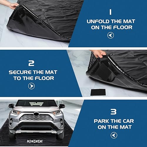 Miniatura 7 de Tapete de garaje impermeable para debajo del automóvil, tapete de contención resistente de 7 pies 9 pulgadas x 18 pies con escobilla de suelo,