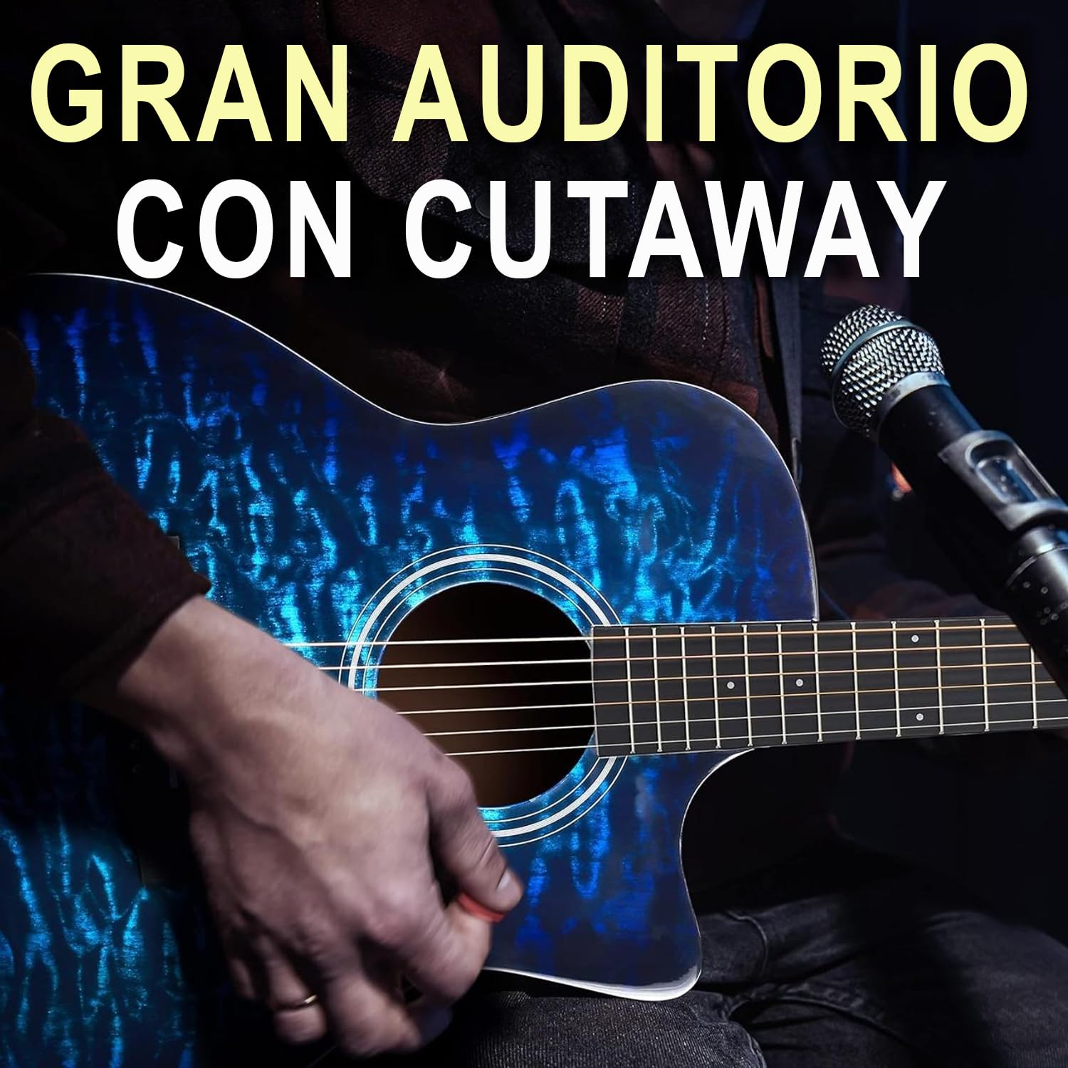 Pyle Kit de Guitarra Acústica para Principiantes - Diestro, 4/4, Azul burst