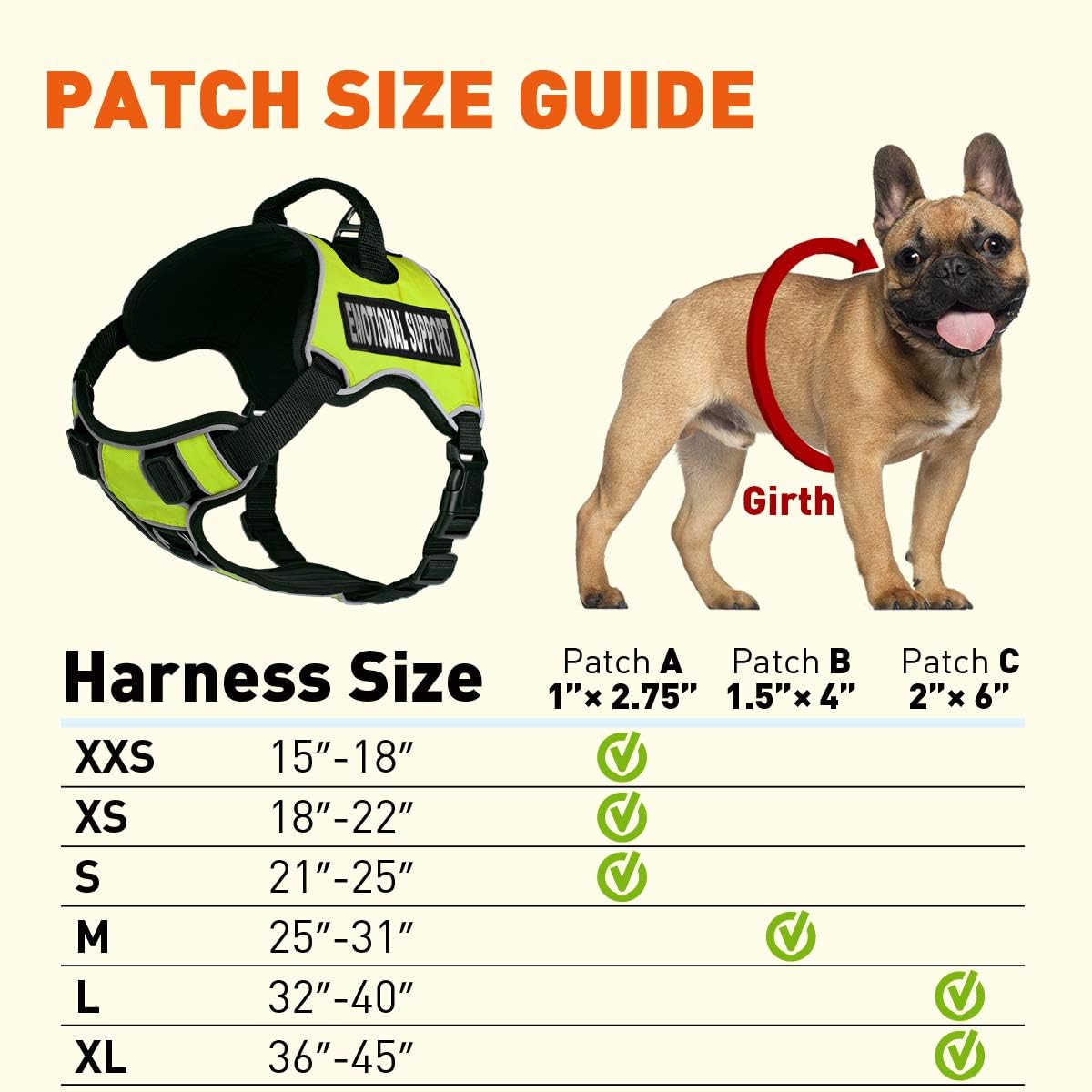 Dogline Quest No-Pull Dog Harness with Emotional Support Reflective Removable Patches Soft Comfortable Dog Vest with Quick Release Dual Buckles Black Hardware and Handle 18 to 22 inches Green
