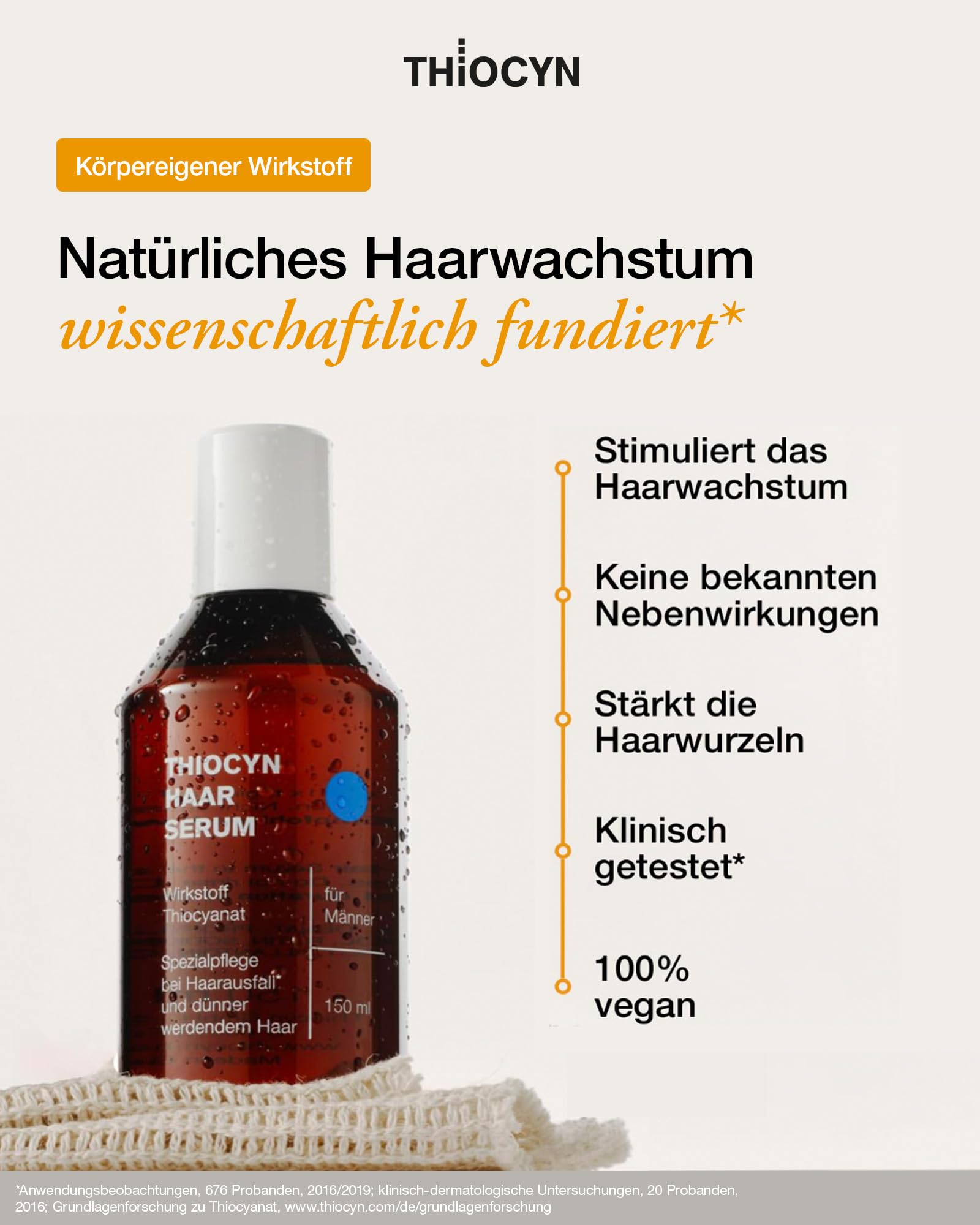 Thiocyn Haarserum gegen Haarausfall Mann - Haarwachsstum beschleunigen mit Thiocyanat-Formel - Spezialpflege bei Haarausfall (3 x 150ml)