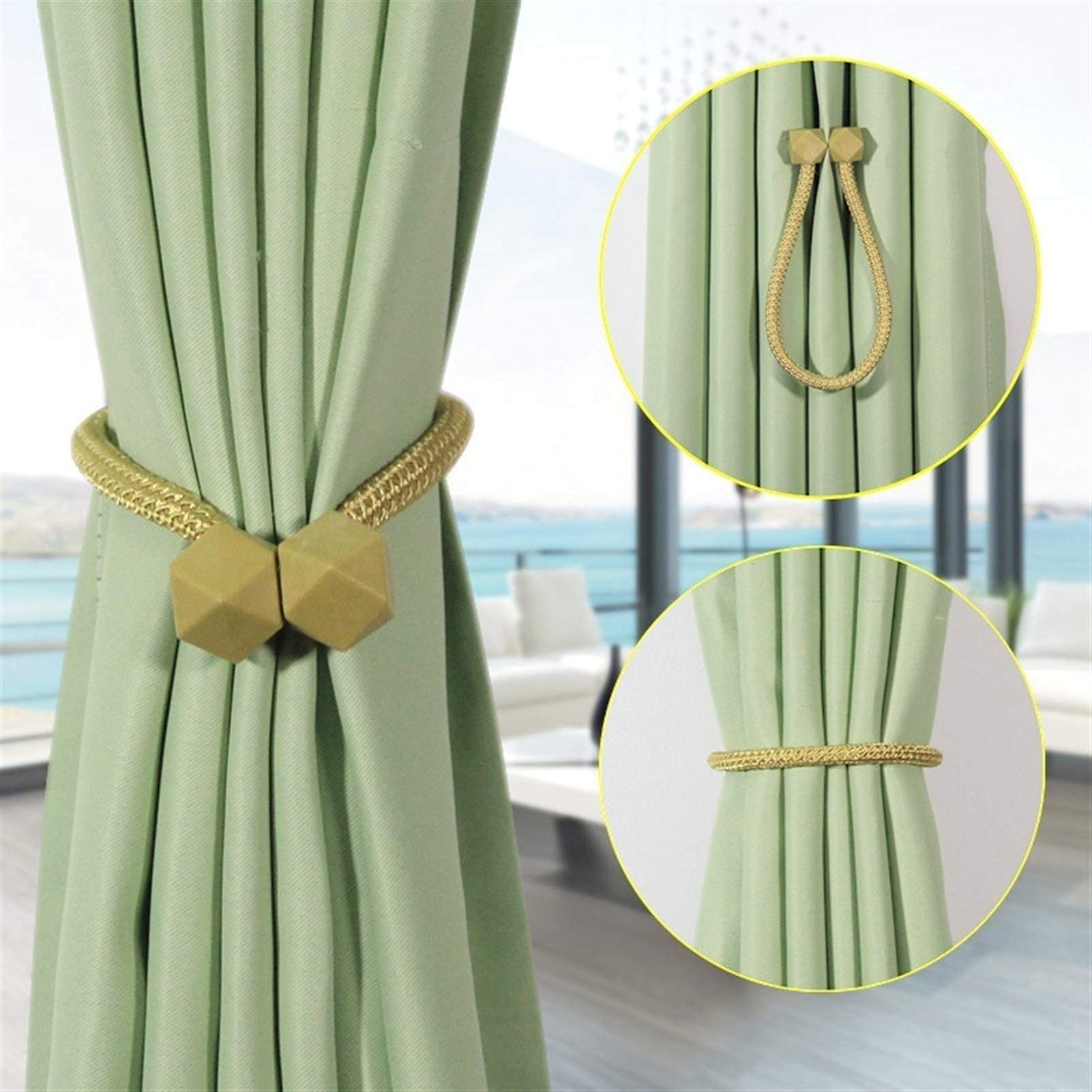 Vorhang-Raffhalter, 1 Paar magnetischer Vorhanghalter, Clip-Schnalle, Raffhalter, Fensterzubehör, Vorhang-Raffhalter, dekorativer Magnet, Vorhang-Raffhalter zur Befestigung von Vorhängen (Gold) (Gol