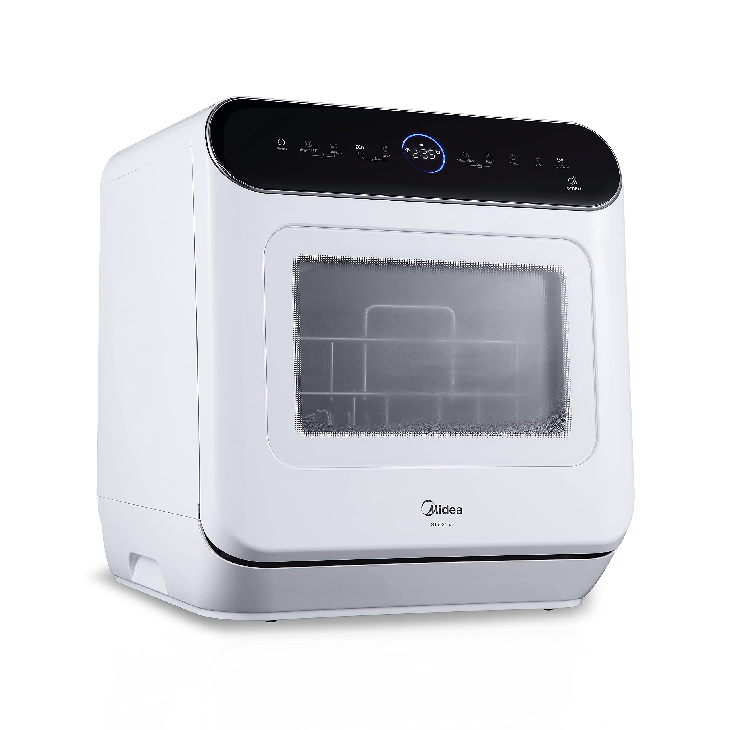 Midea Mini lave-vaisselle de table 42 cm autonome WiFi 3 couverts écran LED commande tactile Blanc