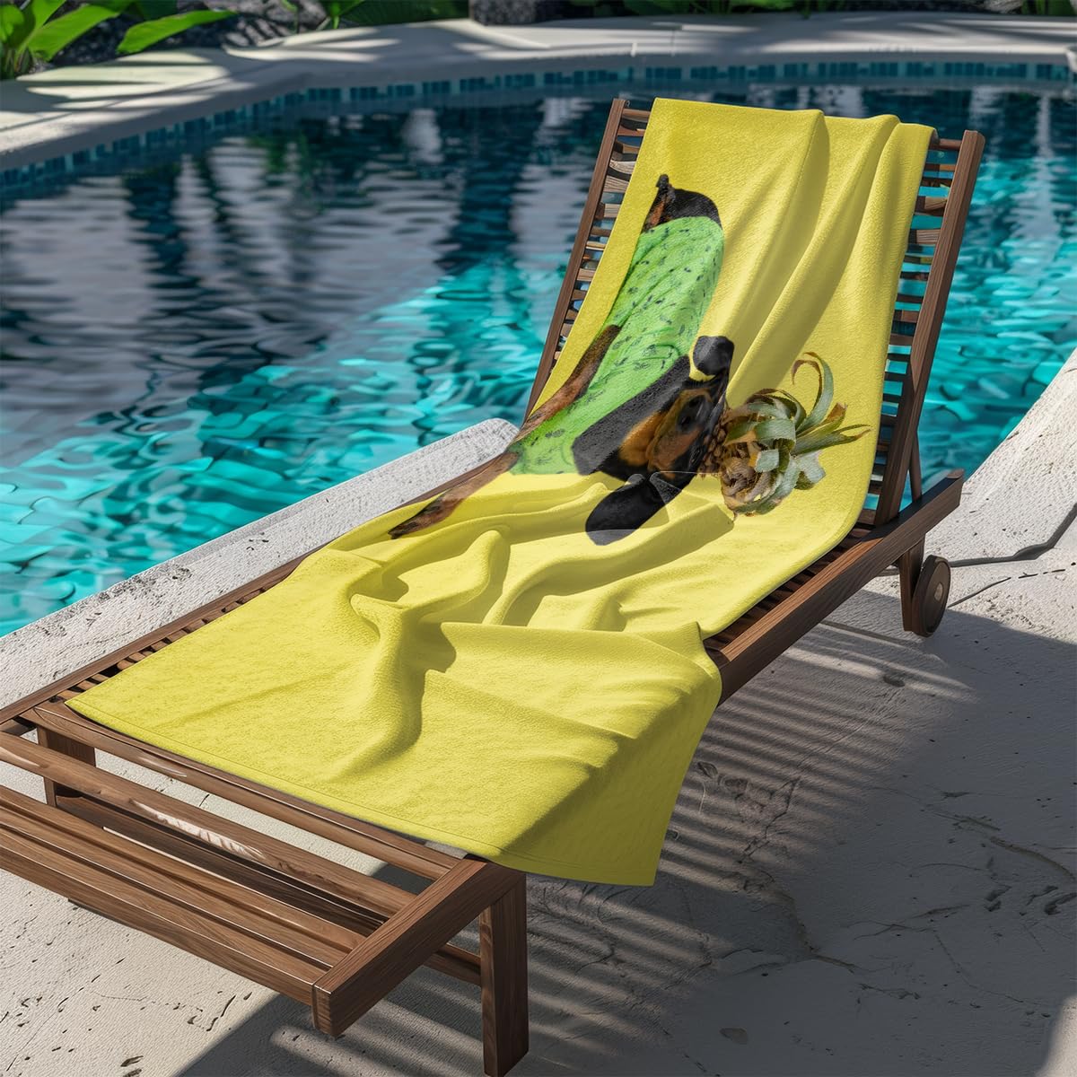 Toallas Baño Amarillo Perro Verde Toalla Playa Microfibra Sin Arena Beach Towel Suave y Absorbente Ducha Piscina Secado Rápido para Viajes, Natación, Camping 150x180cm
