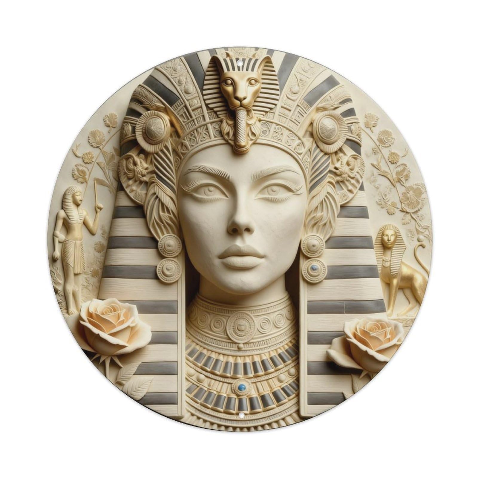 Zlatcbu Vintage Egyptian Queen Golden Pharaoh Art Metal Tin Sign Retro Wall Art Poster, Decor For Home Living Room Bar Cafe Garage, 8X8 Inch