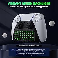 Vista 3 de MoKo Keyboard for PS5 Controller with Green Backlight, Bluetooth Wireless Mini Keypad Chatpad for PlayStation 5, Built-in Speaker & 3.5mm Audio Jack