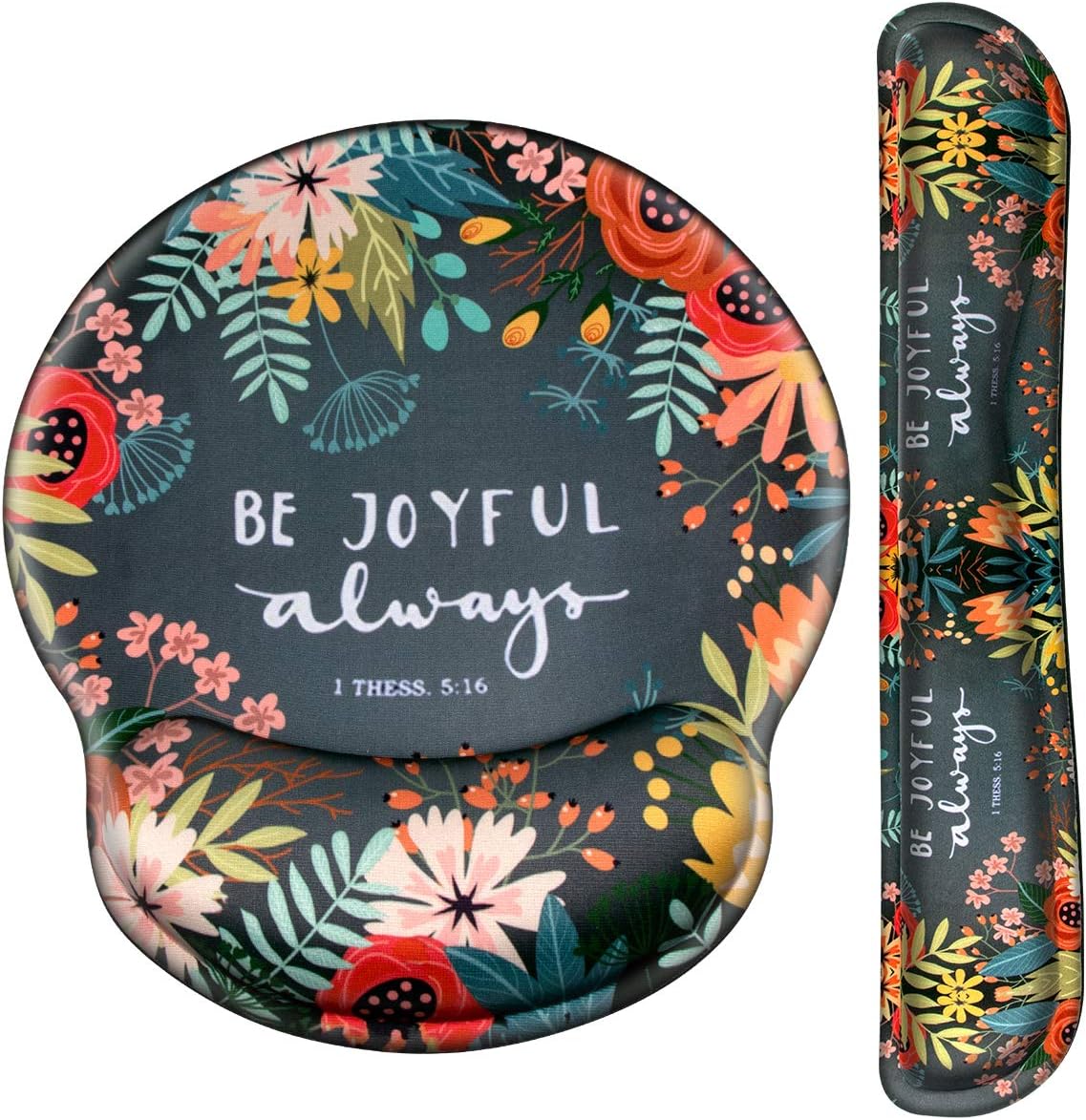 Keyboard Wrist Rest Pad and Mouse Pad Wrist Support, Ergonomic Raised Memory Foam, Non Slip PU Rubber Base [Pain Relief] for Office, Computer, Laptop, Typist, Gamer