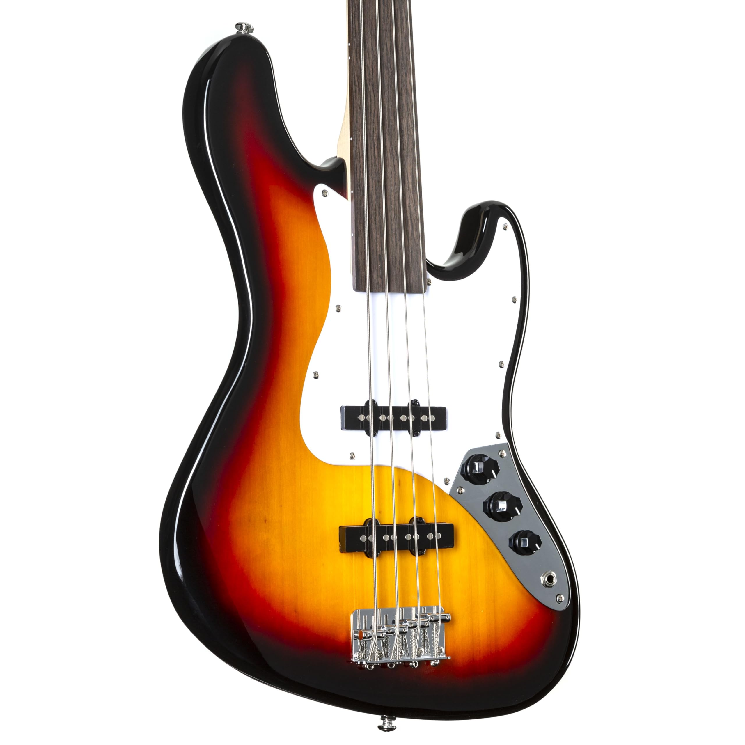 J & D JB Fretless Bass (3-Tone Sunburst) - Basso elettrico a 4 corde