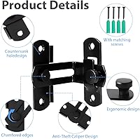 Vista 3 de 2 juegos de cierres de puerta corredera para puerta de granero con fácil instalación para gabinetes, armarios, puertas de ventana