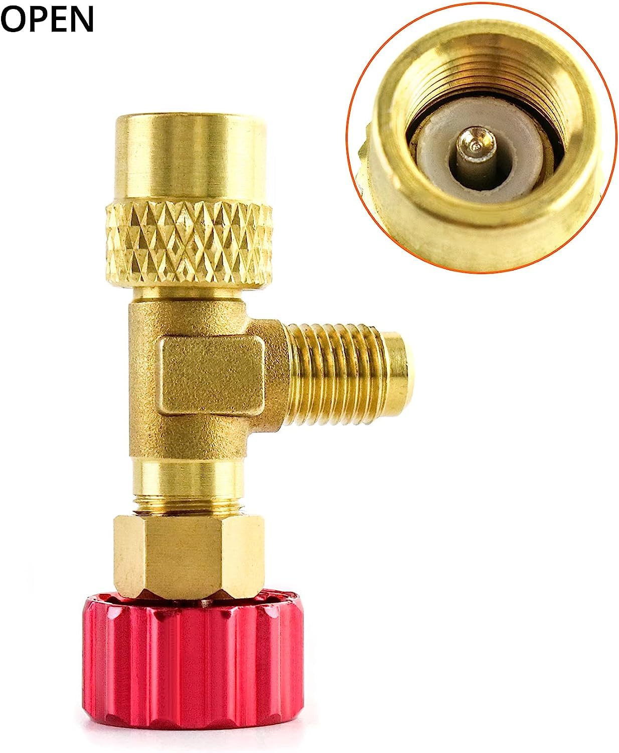 Rubinetto premivalvola shut-off R32 R290 R1234YF femmina 1/2 ACME SX (sinistro) - uscita maschio 1/4 SAE PROFESSIONAL SERIES