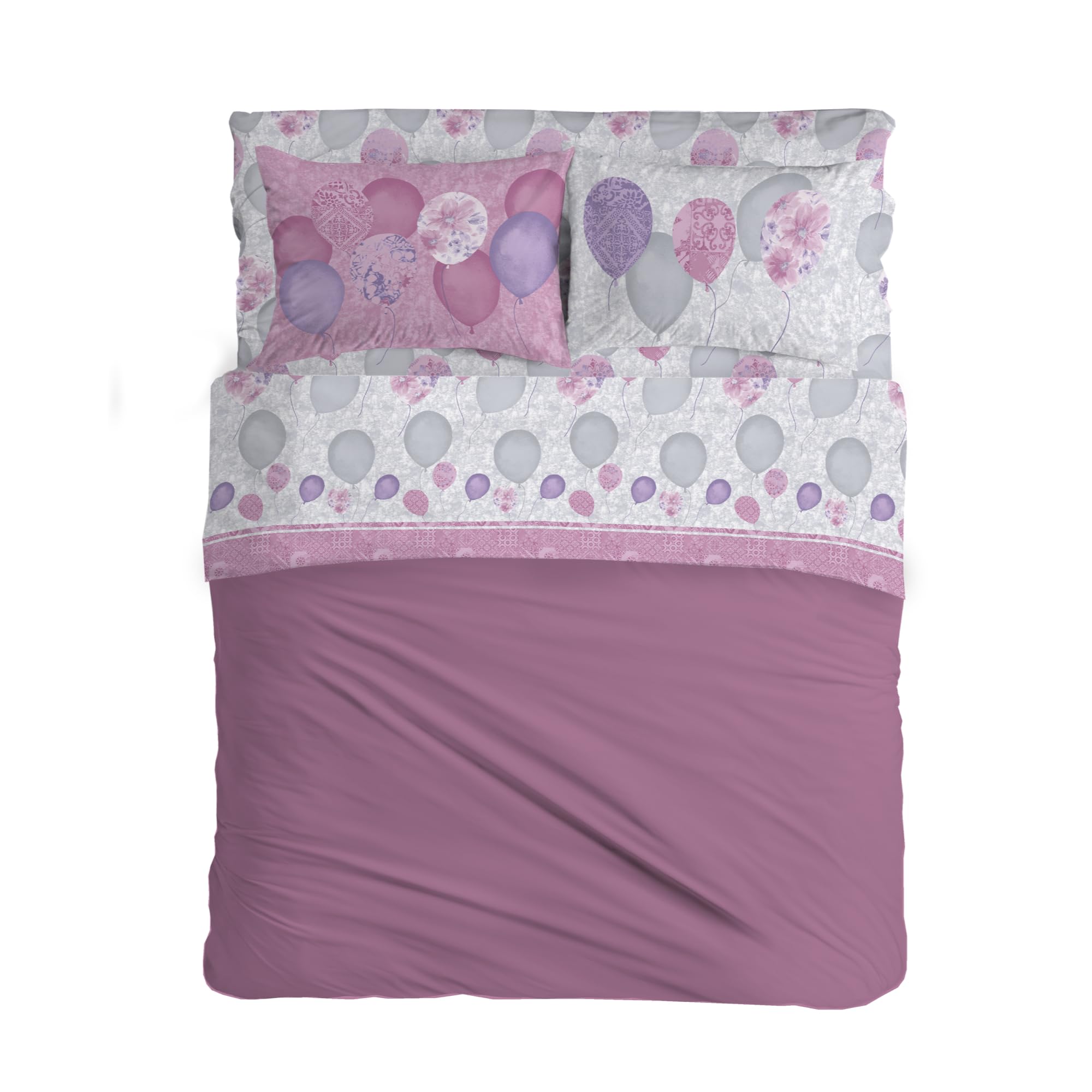 PENSIERI DELICATI Double Bed Sheet Set, 100% Cotton, 180 x 200 cm Double Bed Sheet Set, Includes Bottom Sheet
