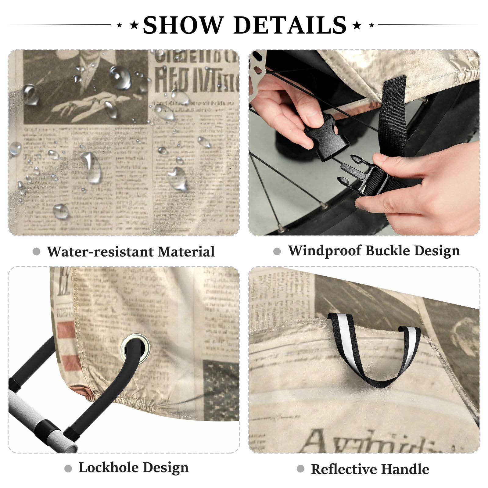 Housse de vélo imperméable avec trous de verrouillage pour intérieur ou extérieur - Convient pour la plupart des accessoires - Marron
