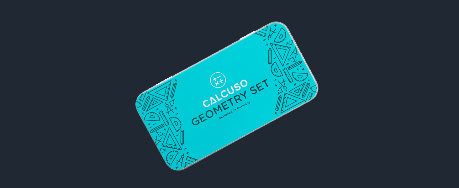 CALCUSO Set Géométrie 12 Pièces Avec Boussole - Boîte Métal Robuste École
