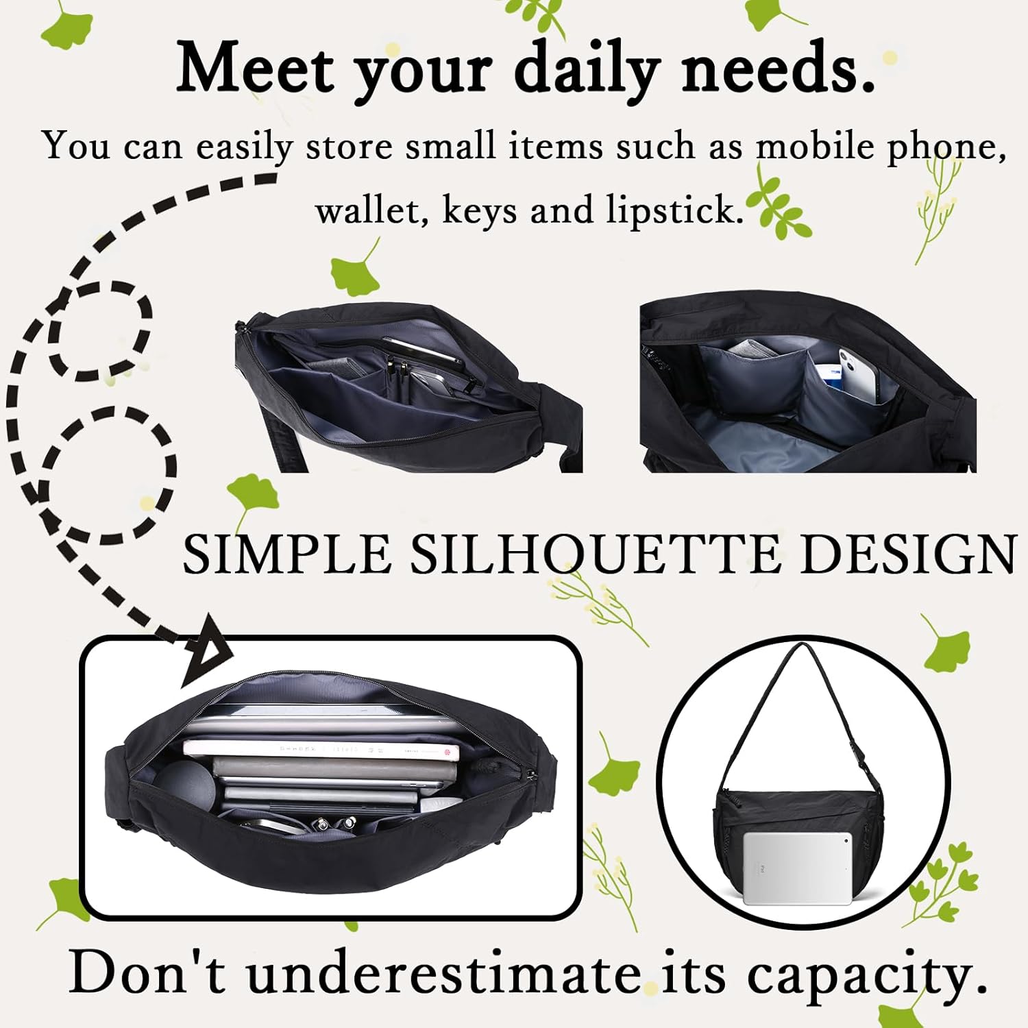 FSD.WG Men Messenger Bag Laptop Bag Shoulder Bag Large Capacity Computer Casual Bag for Work College Travel