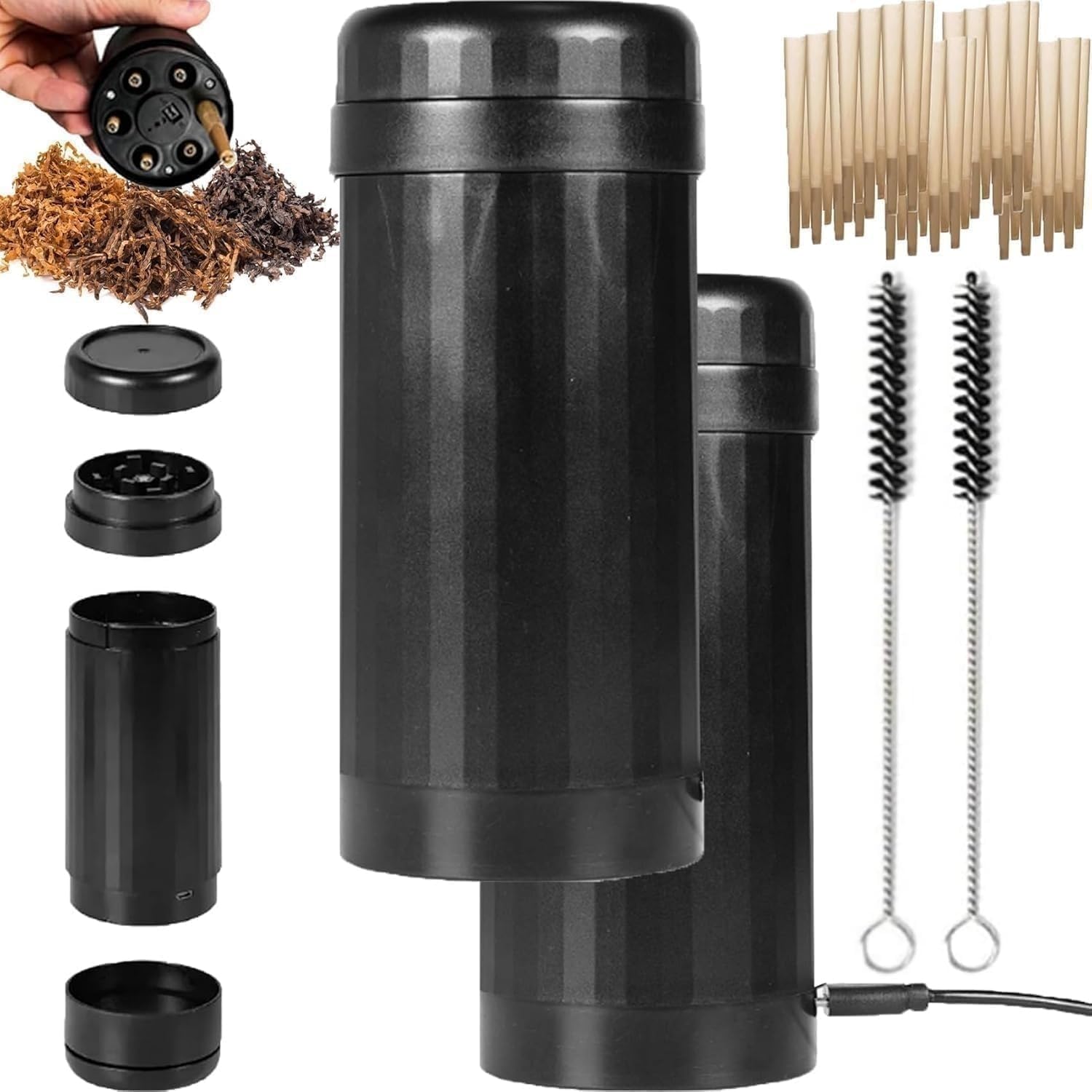 2in1 Roller Cylinder, Portable Swifty Roll Cylinder Machine, Zablender Pro Roller Electric Mills and Cone Filler, Say Goodbye to Hassle of Rolling by Hand (2 Sets)