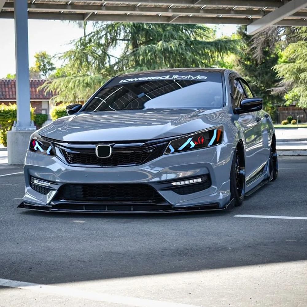 Headlights for 2016 2017 Honda Accord 4-Door Sedan with Startup Animation Sequential Turn Signal LED Upgrade (Huracan Style Advanced Edition)