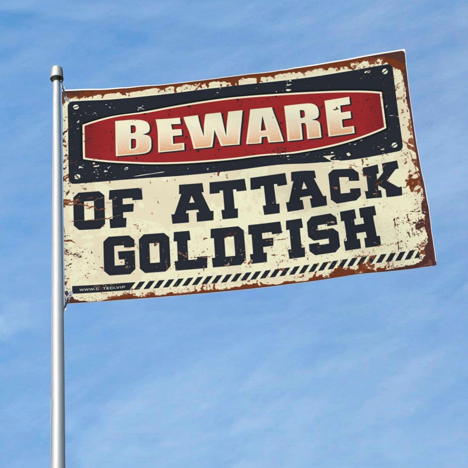 Mancave Accessories Men Beware Of Attack Goldfish Flag Flags For College Dorm Room Cool Flags Room Guys(30X45CM)