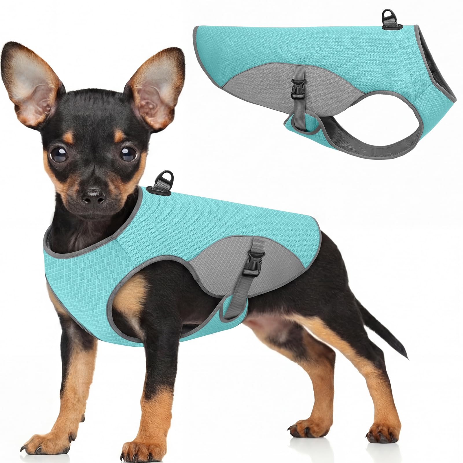 Preferhouse Dog Cooling Vest for Medium Dogs, Dog Cooling Jacket with Mesh and D Ring, Pet Reflective Stripe Jacket for Summer, Blue-M - 2