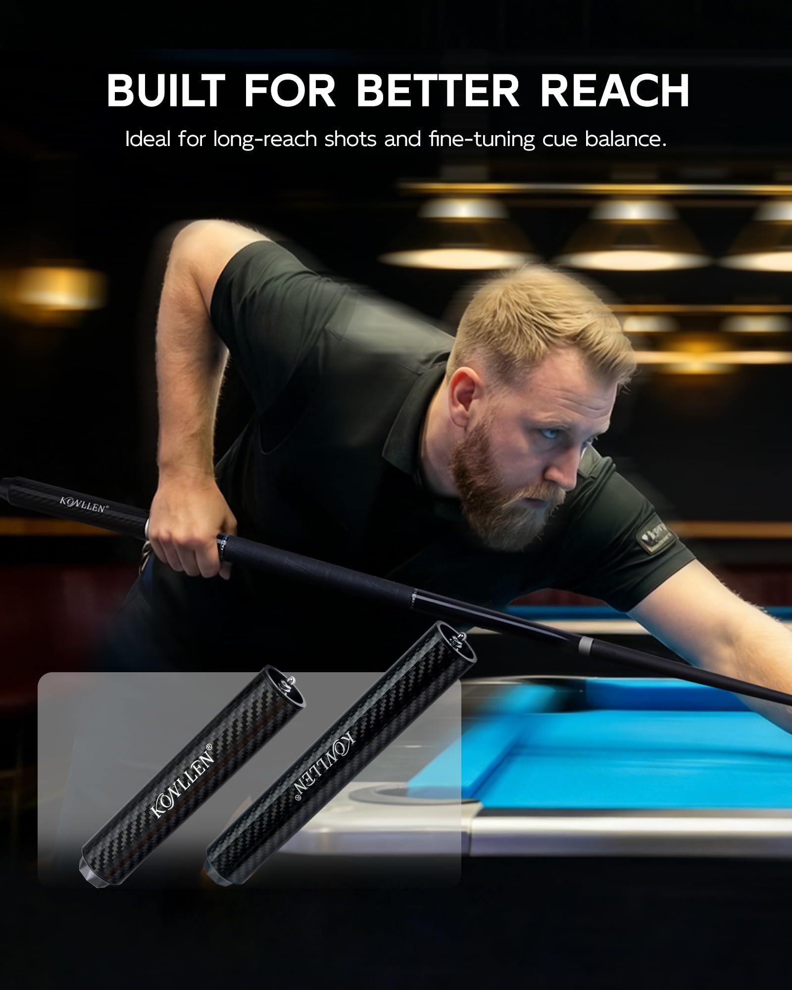 KONLLEN 15,2 cm Pool Queue Stick Verlängerung mit Stoßstange Holz Billard Queue Verlängerung Billard Zubehör