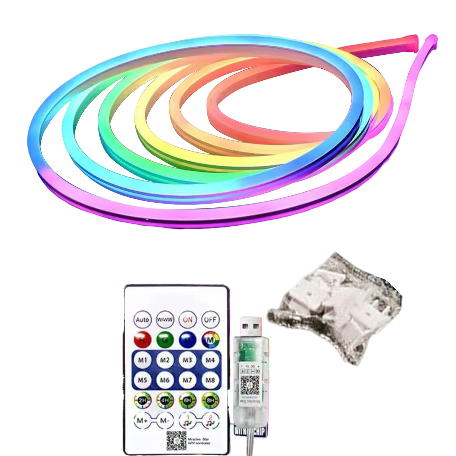 Generisch Colourful Flexible LED Light Strip - //5m Smart App & Music Control | USB Neon Strip with IC Flow Light | Voice Control for Living Room, Bedroom & Playroom