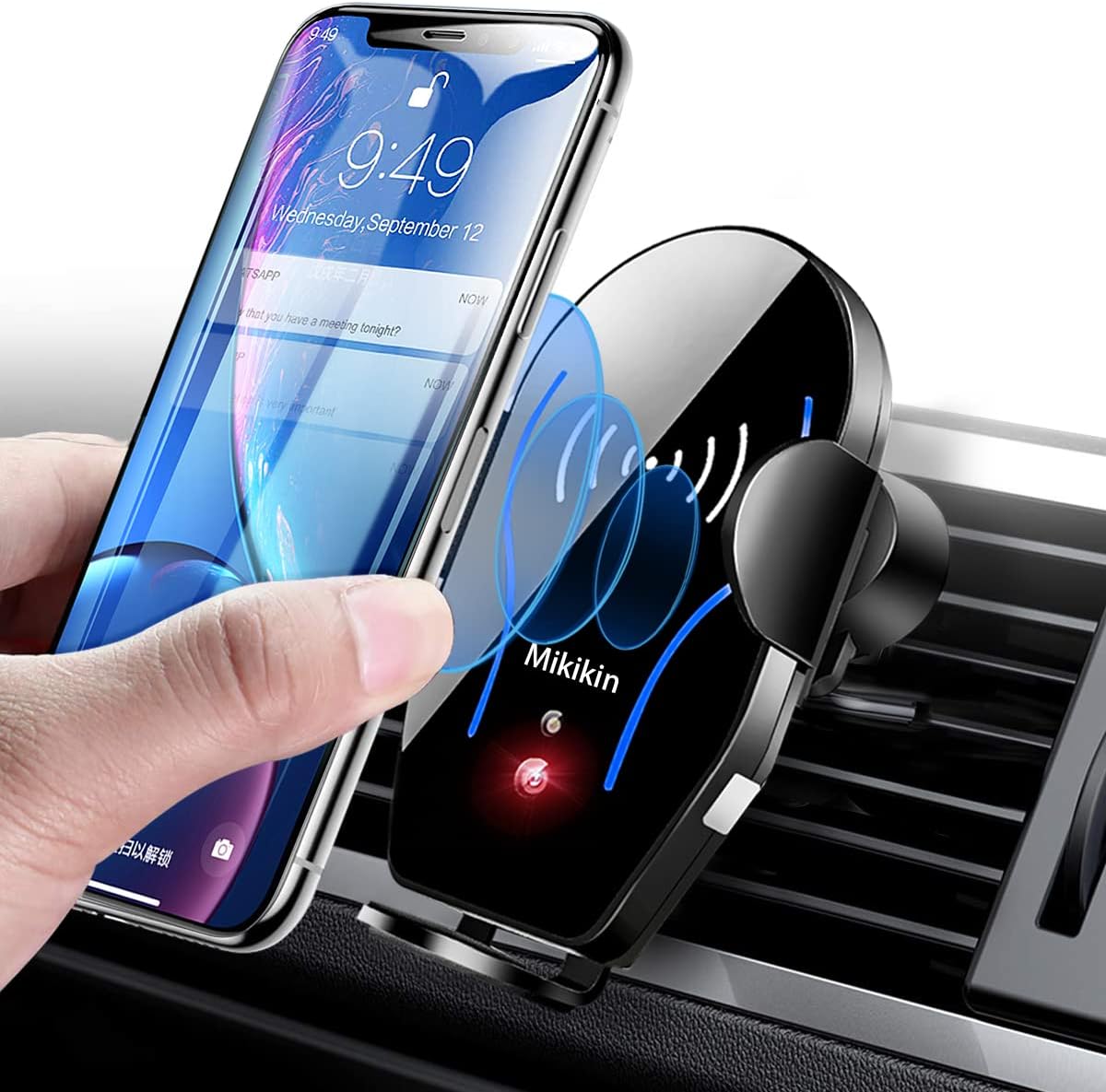 Wireless Car Charger, Auto-Clamping Car Phone Holder Mount 10W Fast Charging Air Vent Car Charger Compatible with iPhone 16 15 14 13 12 11 Pro Max Mini XR XS X, Samsung Galaxy S24 Ultra S23 S22 S21+