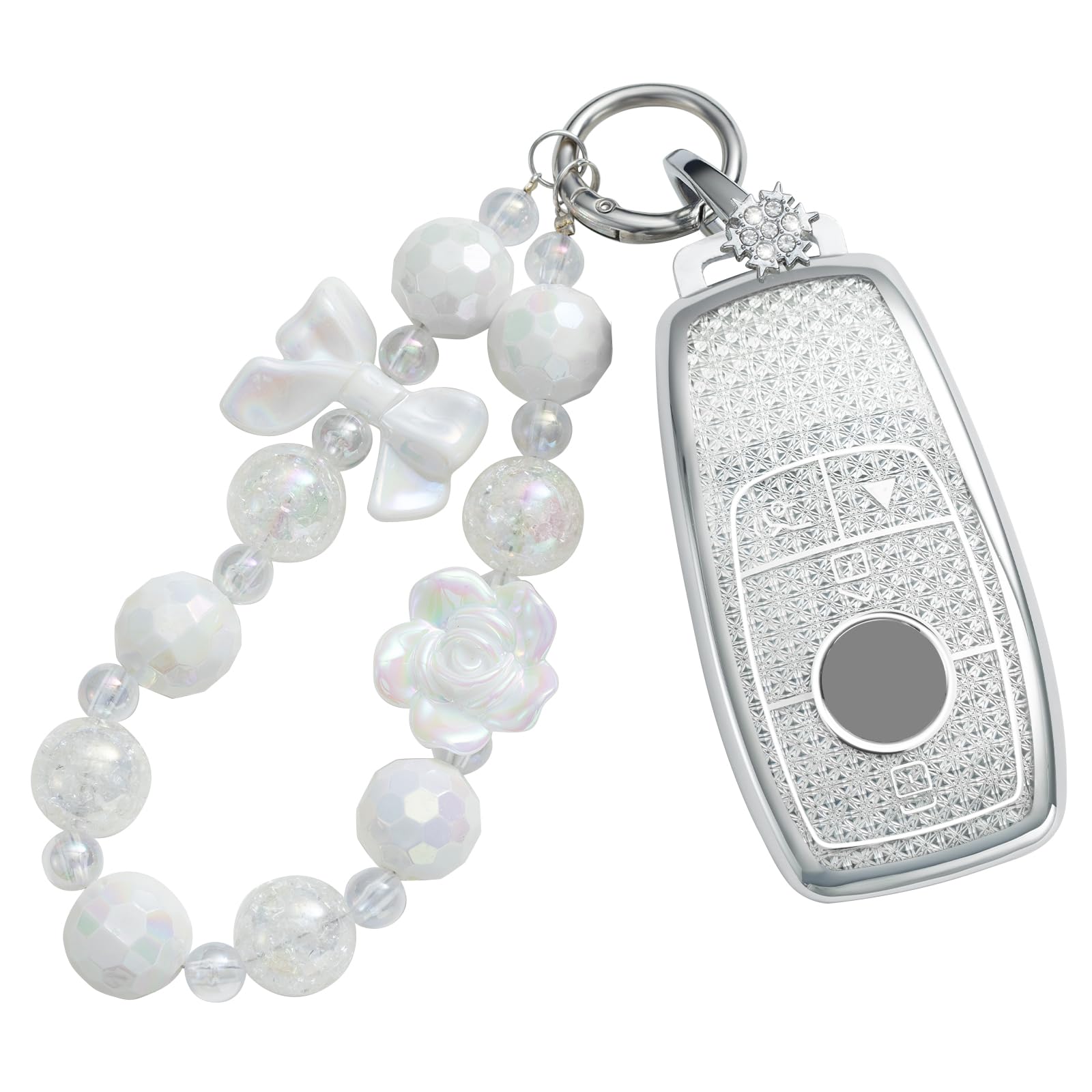 Key Fob Cover for Mercedes Benz A-Class C-Class G-Class 2017-2020 E-Class S-Class 3 4 Button Smart Key TPU Keys Case Shell Protector with Keychain Lanyard Women Cute