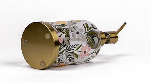 Miniatura 7 de Dispensador de jabón y loción de vidrio floral pintado a mano con bomba para baño y fregadero de cocina, vintage, hecho a mano en la India 4x8.25