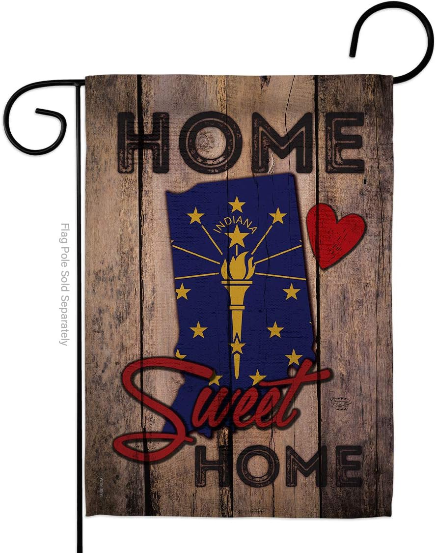 State Indiana Home Sweet Garden Flag Set Wall Hanger Americana States USA American Territories Republic Country Particular Area Small Decorative Gift Yard House Banner Double-Sided Made In 13 X 18.5