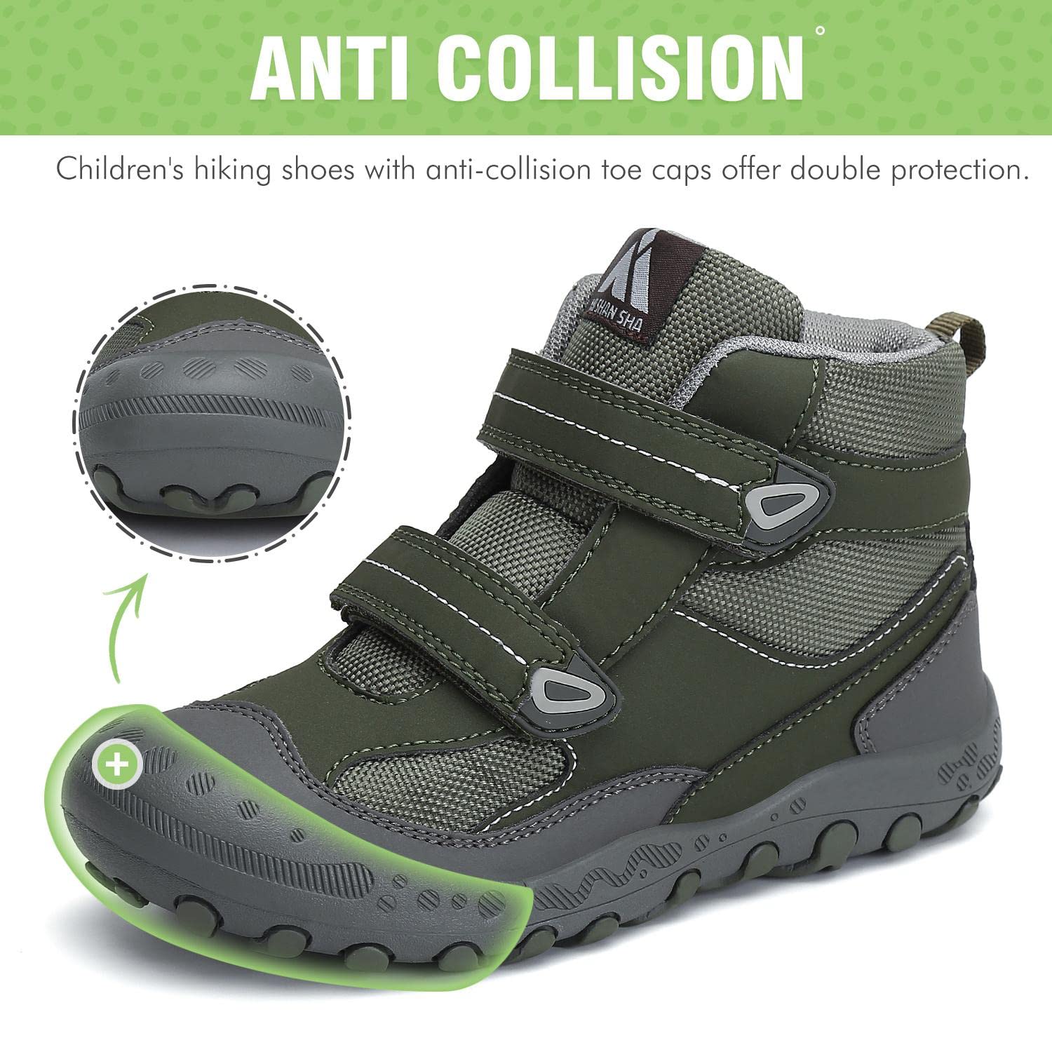 Mishansha Botas de Senderismo Niño Niña Zapatos de Trekking Antideslizante Ligero Zapatillas de Montaña Cómodos Exterior, 028 Verde, 30 EU