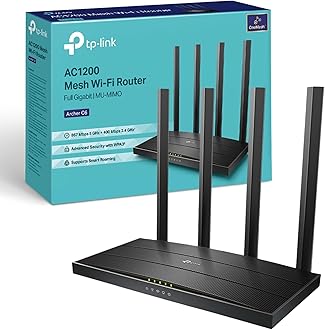 TP-Link Archer C6 Router WiFi AC1200Mbps, WiFi Router,Gigabit Ethernet Ports, VPN Router Server, Easy Setup, Internet Booster Routers, WiFi Booster, WPA3, Gaming Xbox PS4 Steam, Easy Setup,EasyMesh