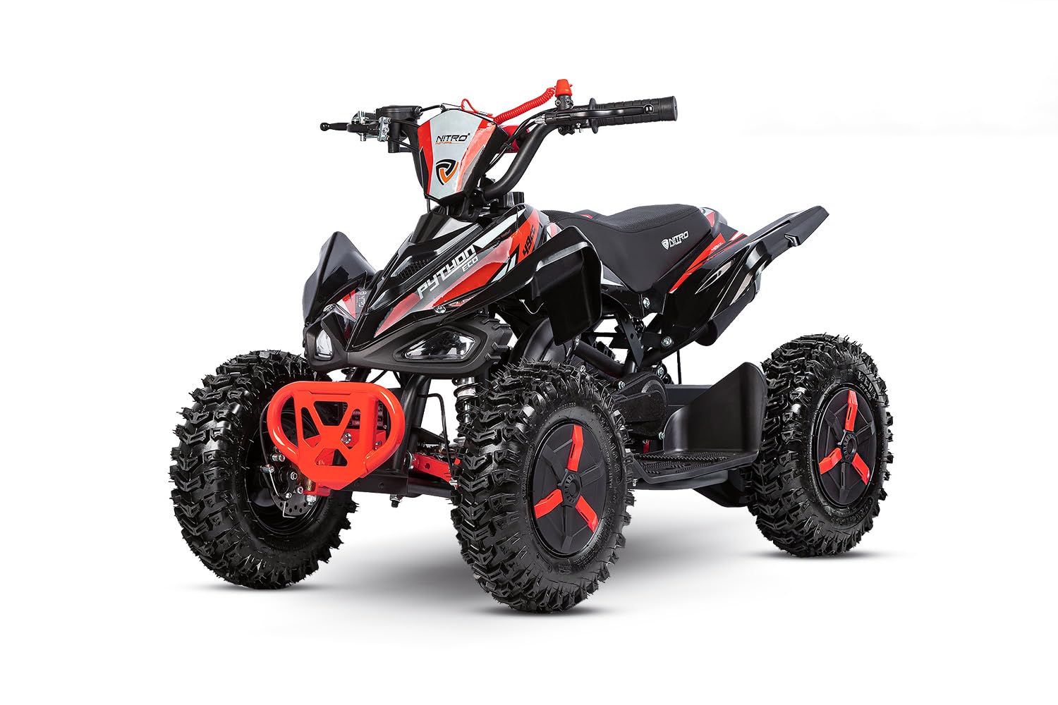 Python 49cc Mini Kinderquad 6 Zoll Snowy Profile L 2 Takt Automatik Alu Easy Starter Scheibenbremsen stufenloses Daumengas (Rot)